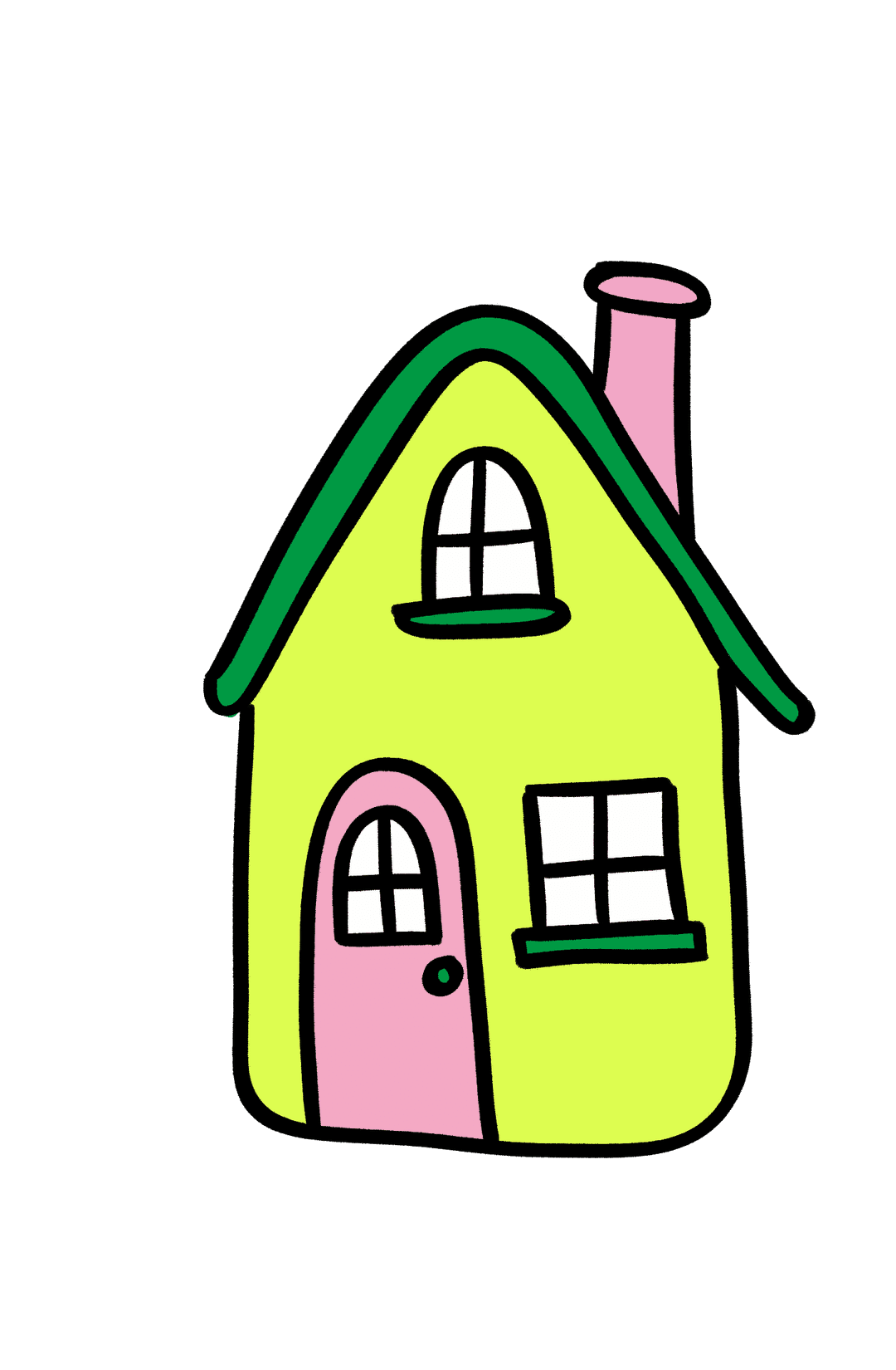 A cheerful hand-drawn neighborhood house